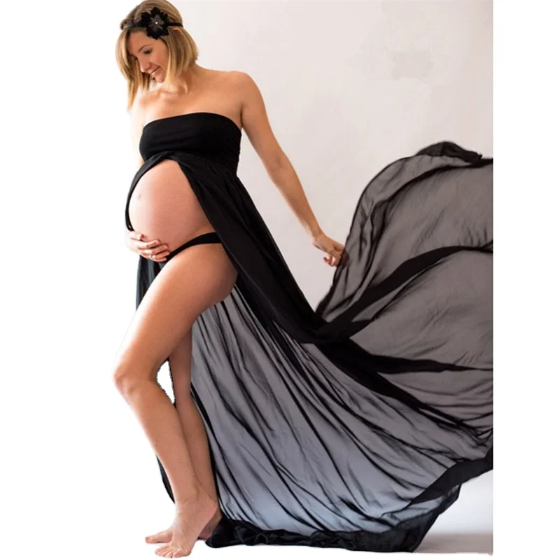 

Women Photography Props Dresses Off Shoulder Dress Shoulderless Maternity Clothing GAO, As photo