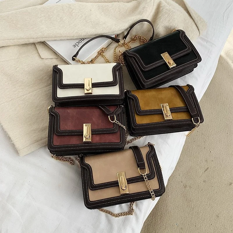 

Ladies Fashion PU Leather Small Square Chain Clutch Hand Bag Women Handbags Crossbody Bag, White,yellow,black,purple,khaki