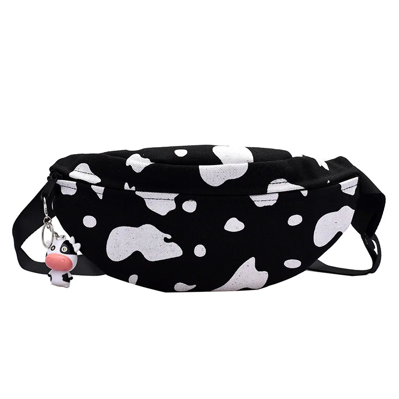 

Hot Sale Cow Print Canvas Small Chest Bag Lightweight Cross Body For Outdoor Activity Girls Waist Bag, Multi colors