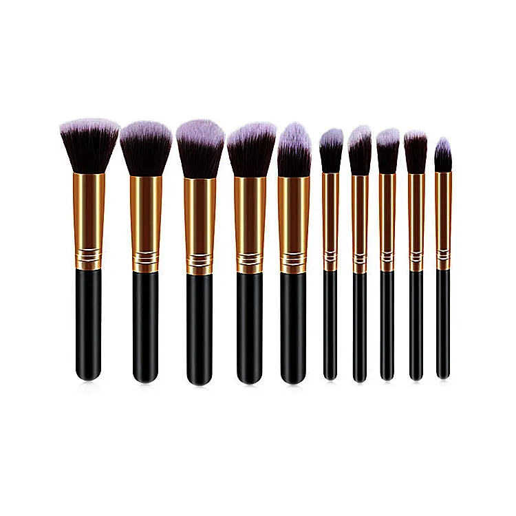 

1-7-22 10 pcs travel professional vegan black cosmetic makeup brushes set with logo