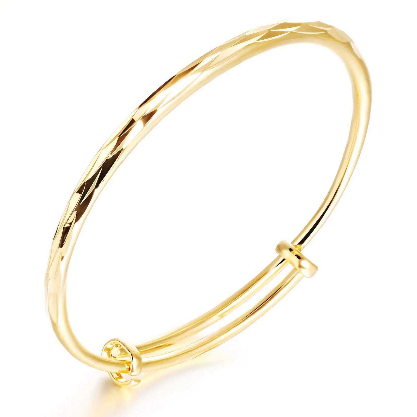 

Classic Glossy Car Flower Bangles Push Pull Live Mouth Women's Bangles, Gold