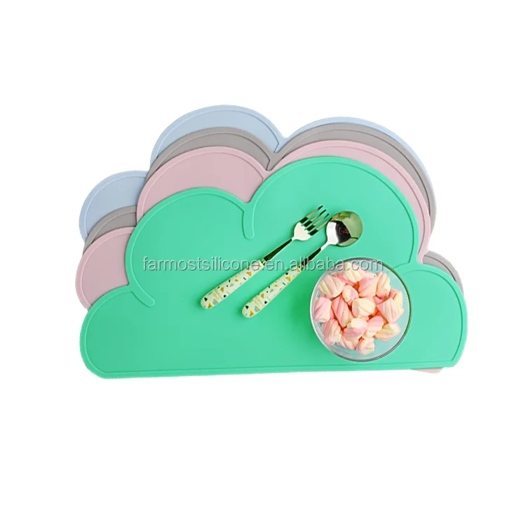 

Cloud Shaped Waterproof Silicone Placemat Bar Mat Baby Kids Plate Mat Table Mat, Pink, green, blue, grey