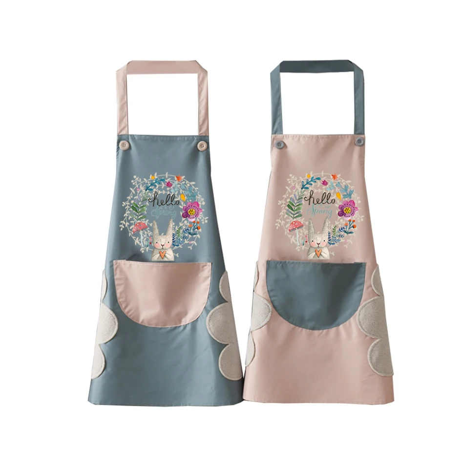 

Custom print sleeveless waterproof apron women cooking kitchen PVC apron with pocket, Brown