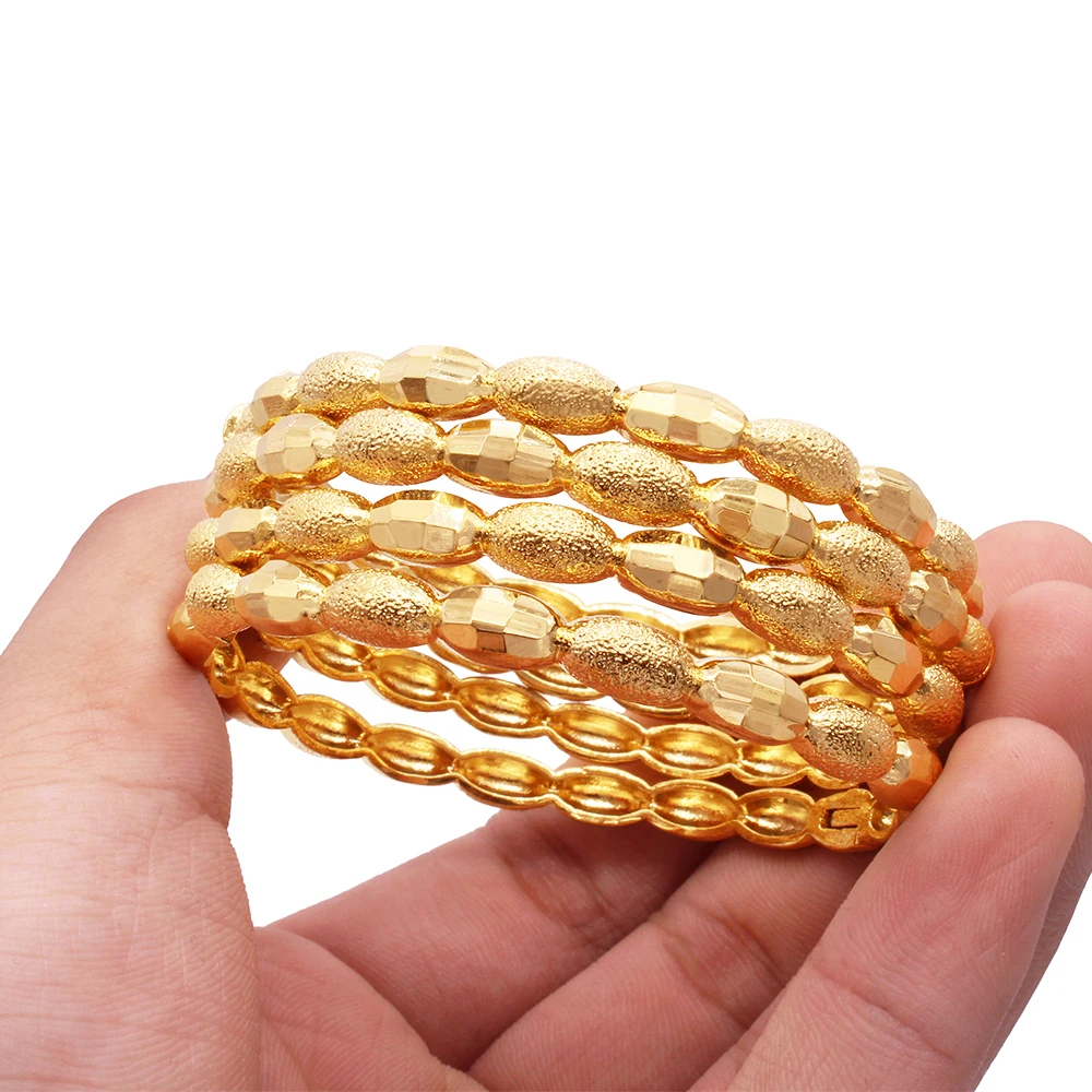 

luxury new 24K gold plated bangles charms for women bangle bracelet making wedding gifts of Dubai Party Jewelry Wholesale