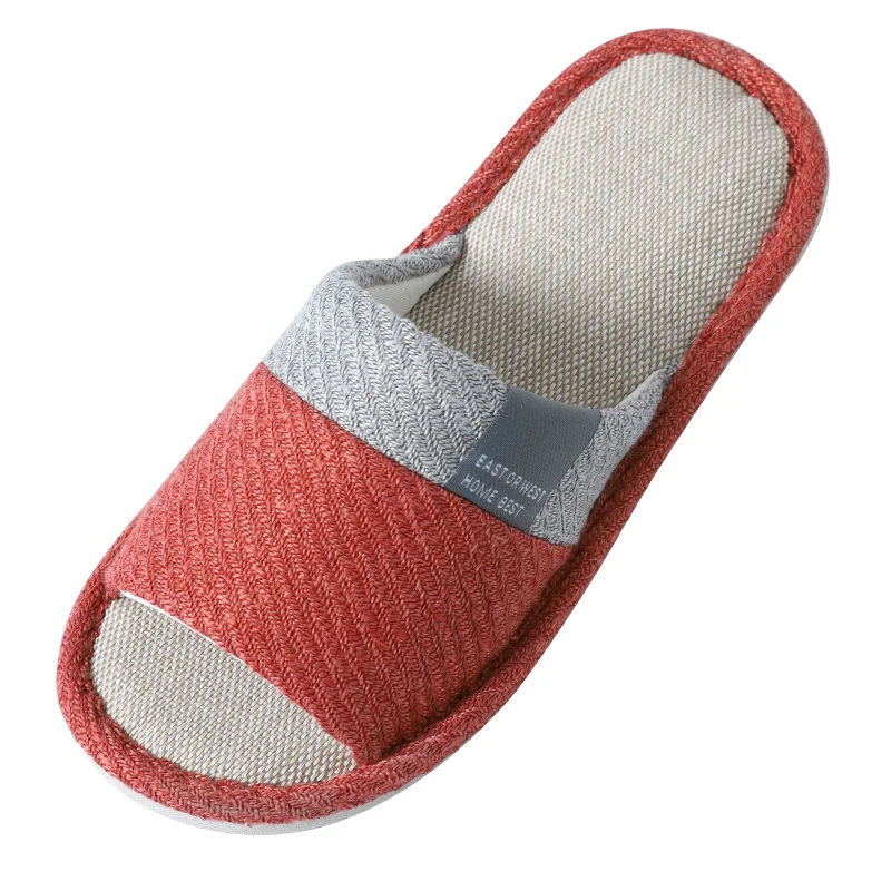 

Casual Bedroom Women Slides Couple House Guest Slippers Cotton linen Men Soft Sandals, Solid color