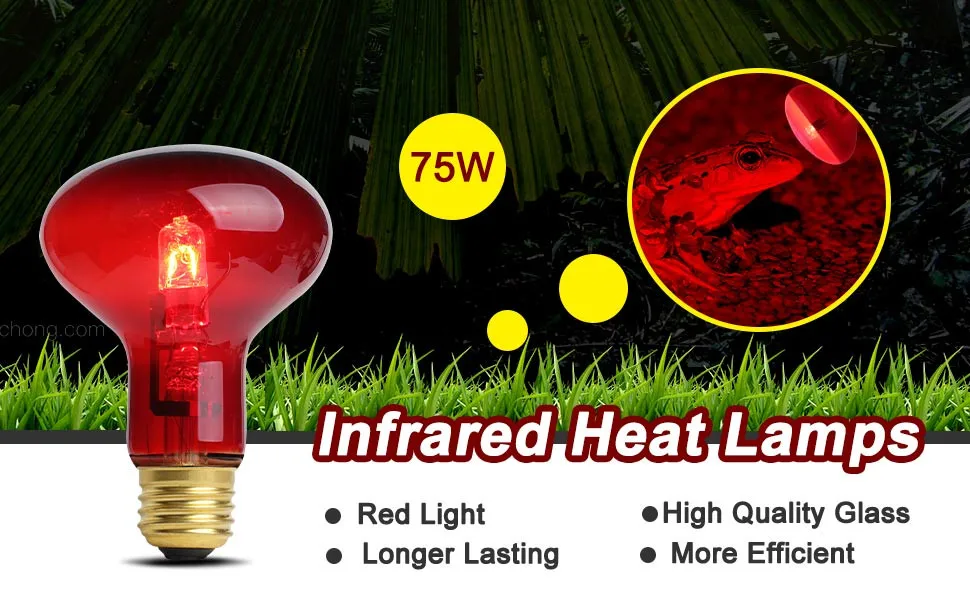 75w Infrared Heat Lamp Bulb Red Light Glass Heating Lamps Bulbs For