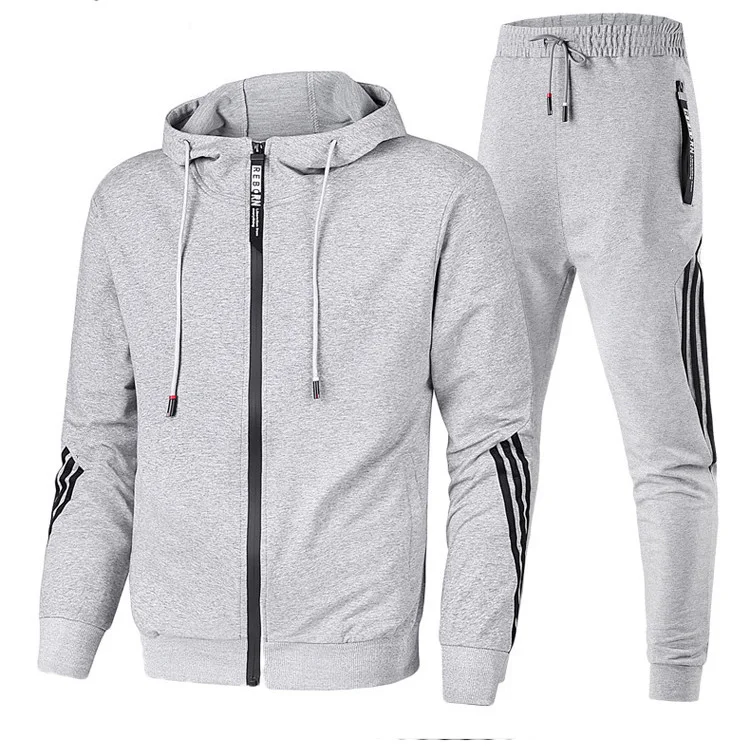 

Sports Reflective Fleece Hooded Custom Tracksuits sweatsuit For Men running wear