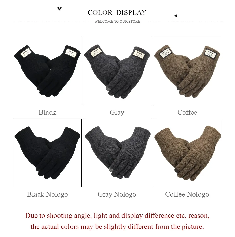 Oem Odm Custom Winter Knitted Mens Gloves High Quality Touch Screen Men