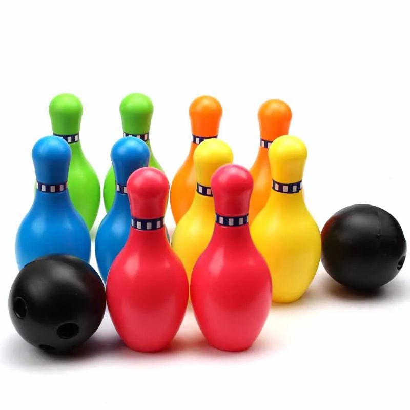 TOYANDONA 12Pcs Bowling Pins Ball Toys Small Plastics Practical Durable Bowling Set Fun Indoor Family Games with 10 Mini Pins and 2 Balls Educational Toy Easter Gifts for Baby Kids Toddlers Boys Girls