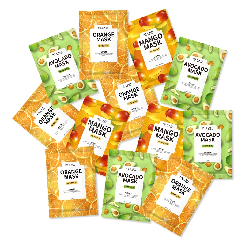 

Multipurpose Skin Care Whitening Deep Hydrating Nourishing Natural Sheet Facial Face Avocado Orange Mango Mask