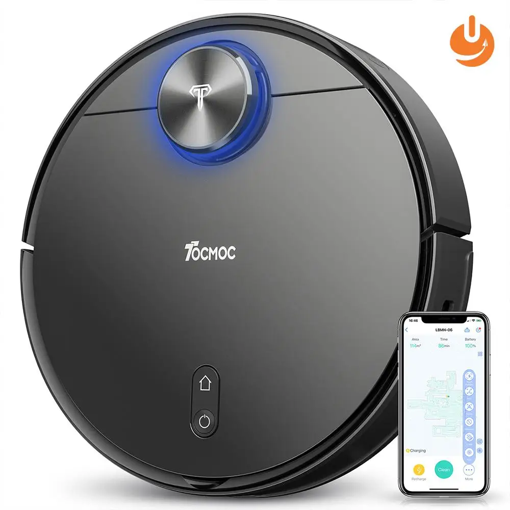 

TOCMOC 3Kpa Super Strong Suction Robotic Vacuum robot vacuum cleaner lidar, Black