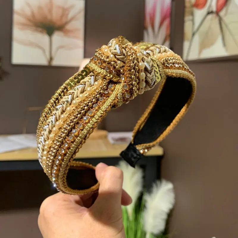 

Bling Classic Rhinestone Wave Hair Band Brand New Fashion Bohemia Shiny Diamond Wide Edge Knot headband