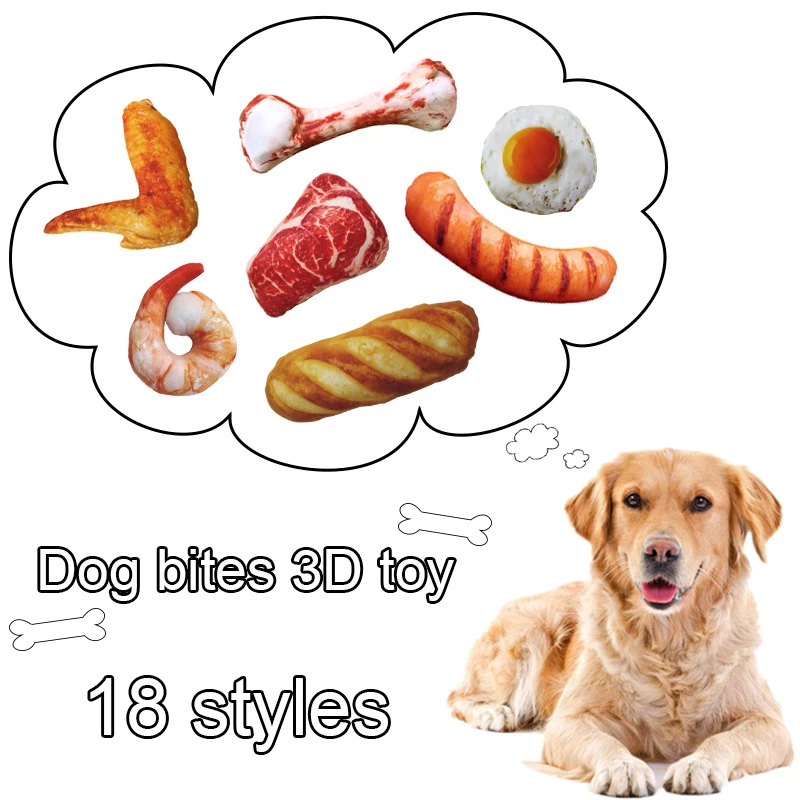 

3D Simulation Chicken Steak Vegetables Dog Toys Stuffed Squeaky Pet Toys Plush Puzzle for Dogs Cat Squeaker Puppy Chew Toys, Customized