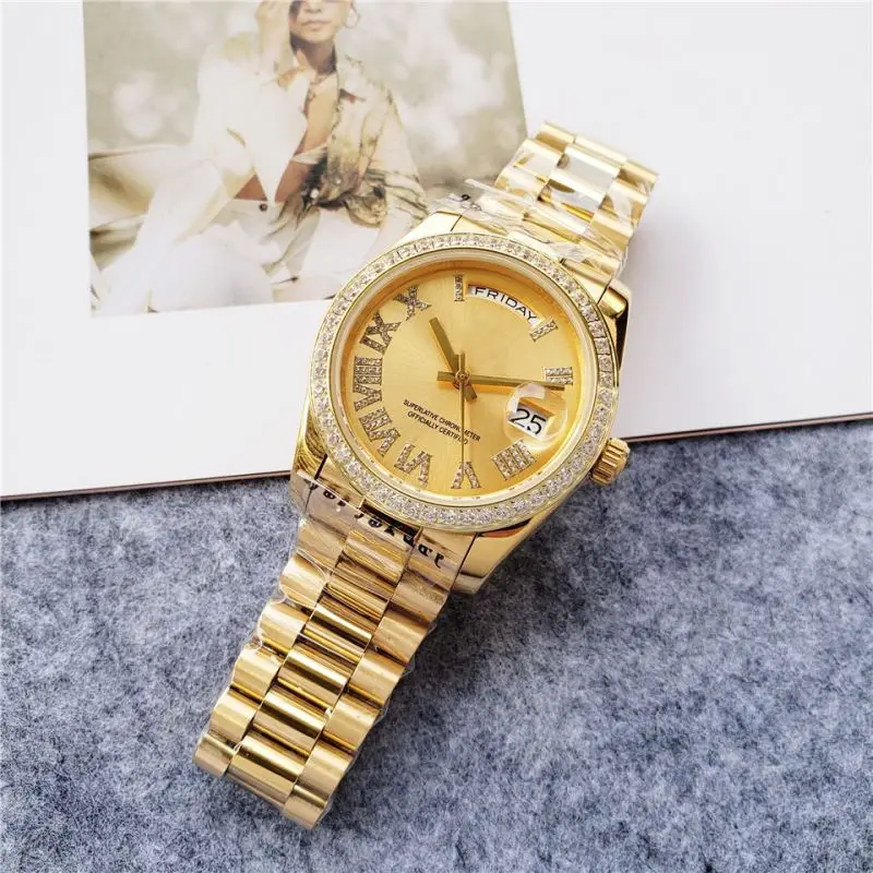 

ROL luxury 36MM gold case oyster bezel week display mechanical watch, 1color