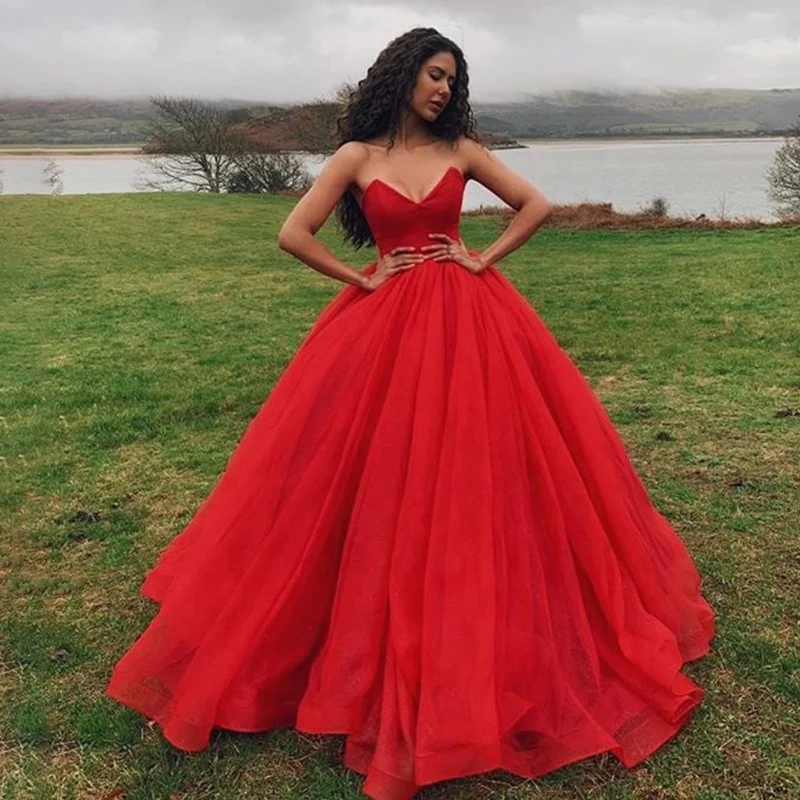 

Vintage Sweetheart Red Ball Gown Prom Dress for Wedding Party, Custom color