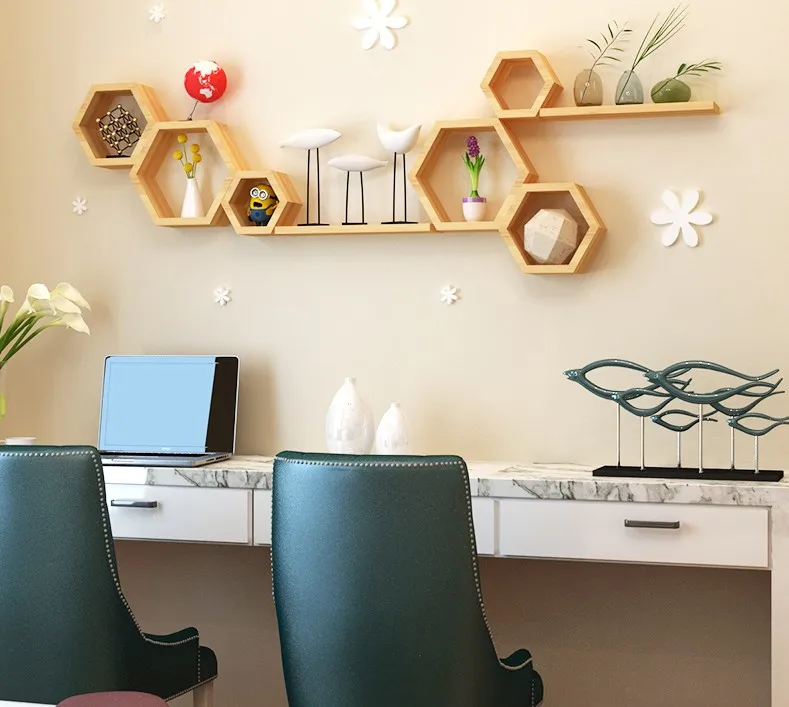 Nordic modern furniture Fixed Wall Floating Wall Mount Commercial Floating Commodity Wooden Wall Shelf