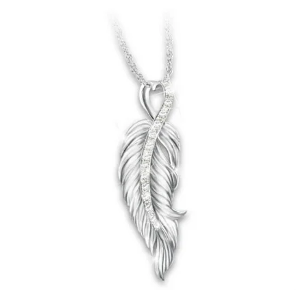 

New fashion ladies personality all-match feather crystal clavicle chain necklace pendant