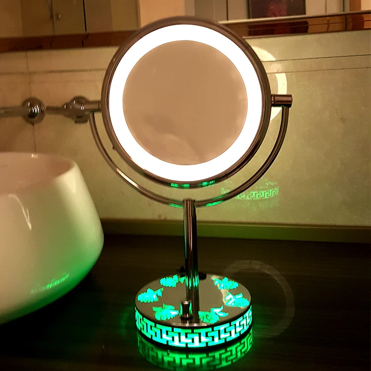 

USB Round Lighted Makeup Mirror Knob dimmer switch Led Light Provided Magnet 1x 3x Magnified Mirror