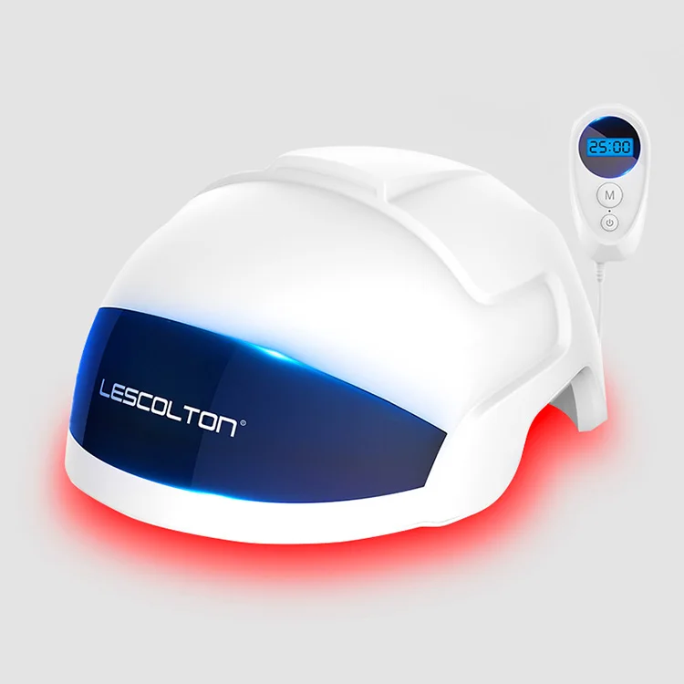 

Diode infrared led light therapy cap hair loss regrowth lazer system machine treatment laser hair growth helmet, White,red