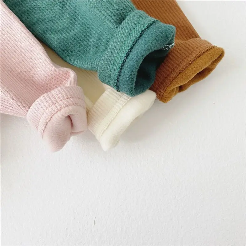 
Wholesale winter thicker rib cotton leggings solid colour baby stretch pants 