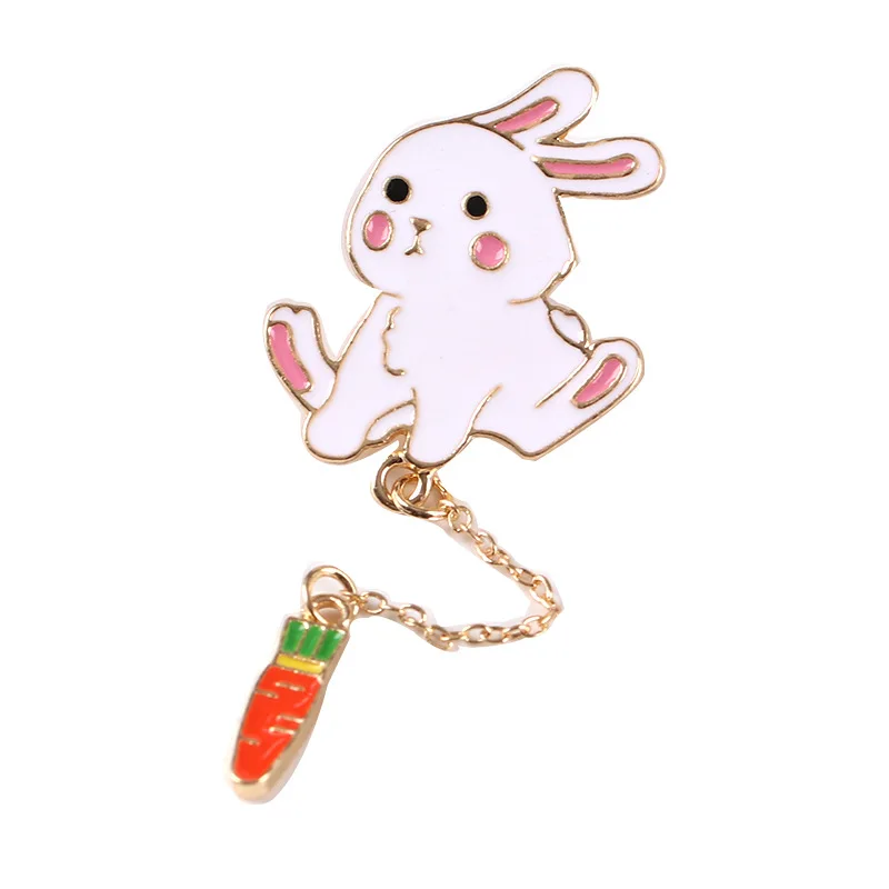 

New cute little kids baby child children boys girls Chain Carrot Bunny enamel Badge Lapel Pins for Bag Clothes