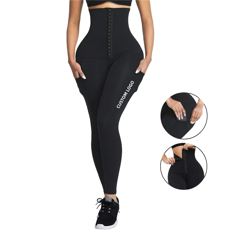 

HEXIN 2021 fitness shapewear Plus Size high waist print logo Women waist trainer leggings