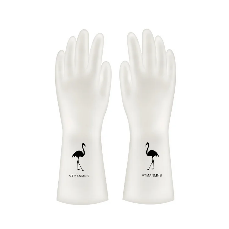 

A183 Non-slip Waterproof White Laundry Cleaning Gloves Reusable Kitchen Dish Washing Rubber Gloves