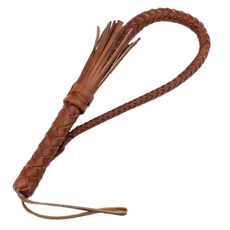 

Bull Leather Hand Made Riding Whips Horse Racing Harness Whip Riding Crop, Brown