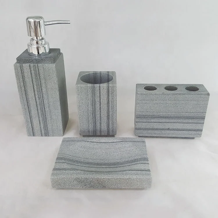 

OEM Natural Marble Toothbrush Holder Soap Dispenser Bathroom Accessories Set