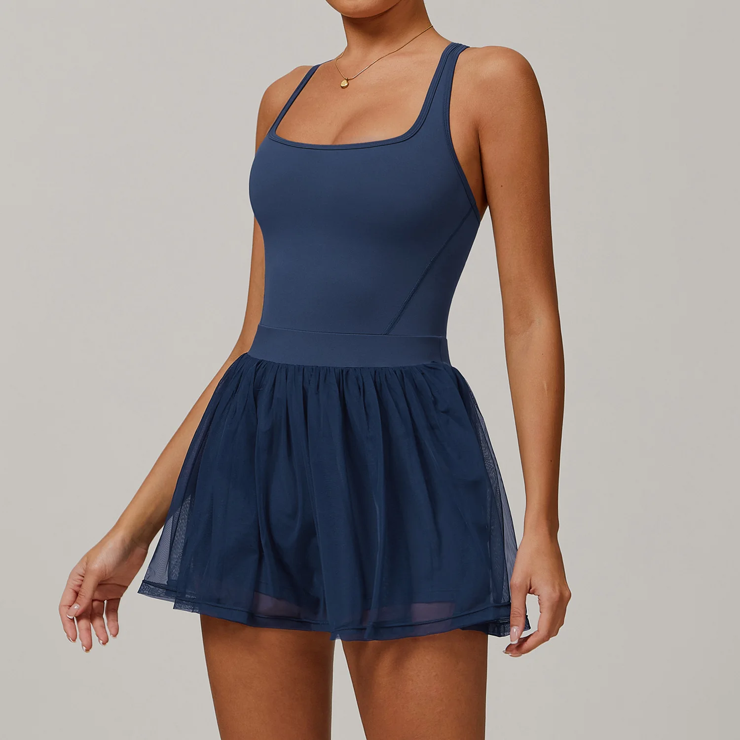 Breathable Sports Gym Wear Tennis Skirt Dress Set