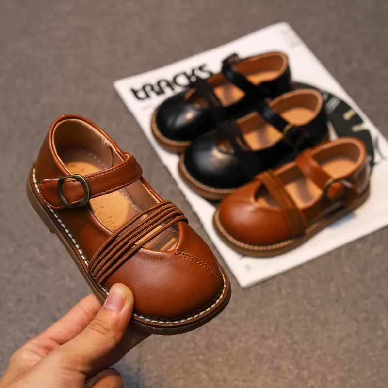 

Soft Sole Slip on Retro Girls Flats Children's dress shoes