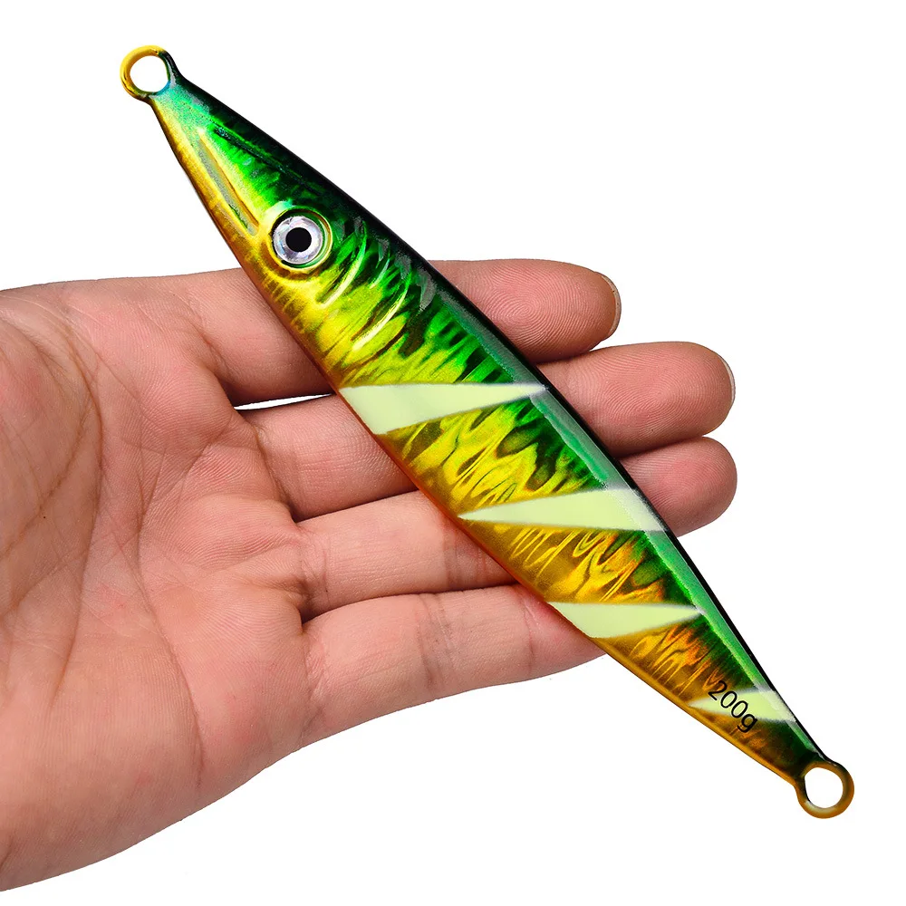 

Factory OEM seawater jiggings glow metal jigs lures 3d eyes 7g 14g 5.4cm jig fishing lure baits