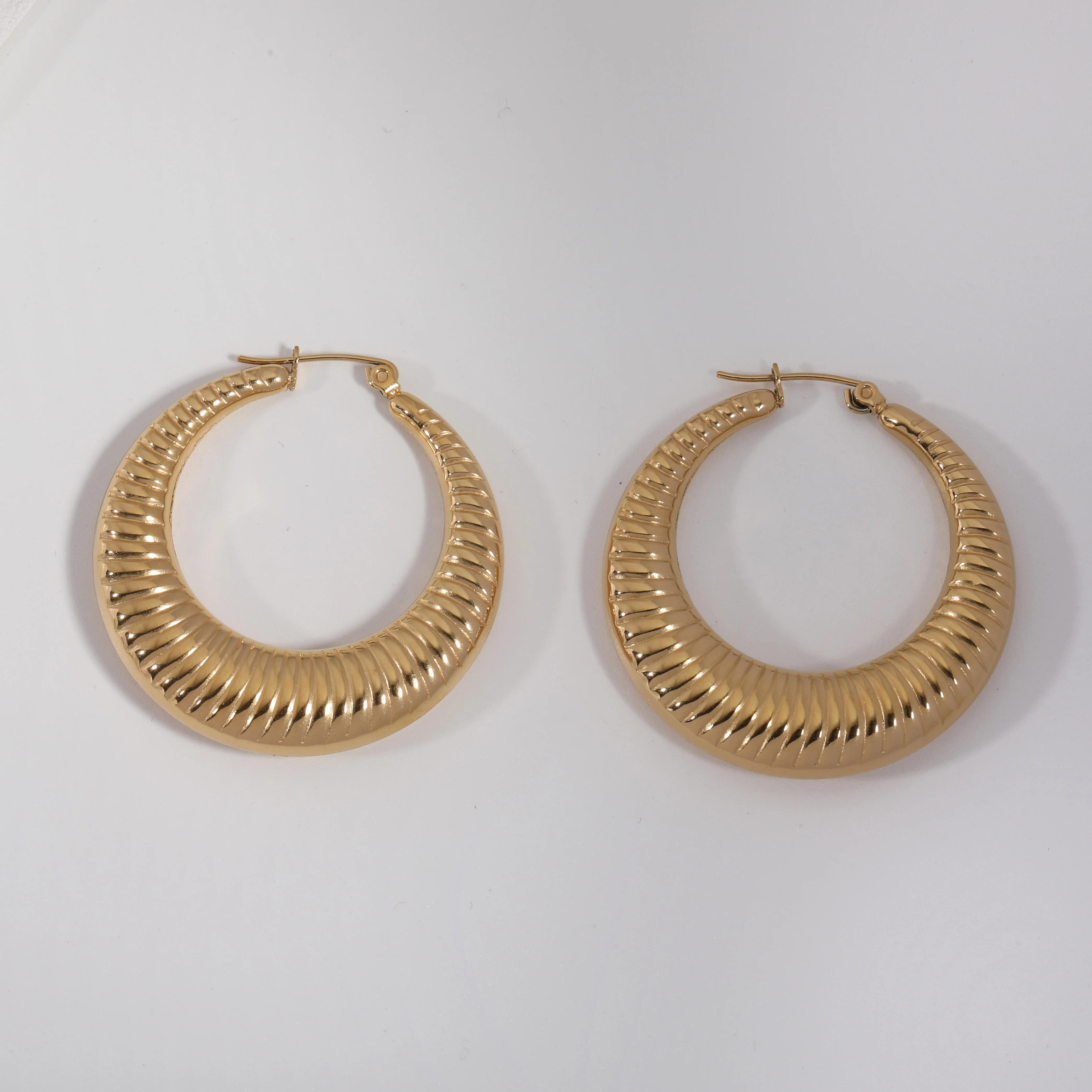 JOOLIM Jewelry PVD 18K Gold Silver Big Hollow Stainless Steel Hoop Earring Statement  Fashion Jewelry