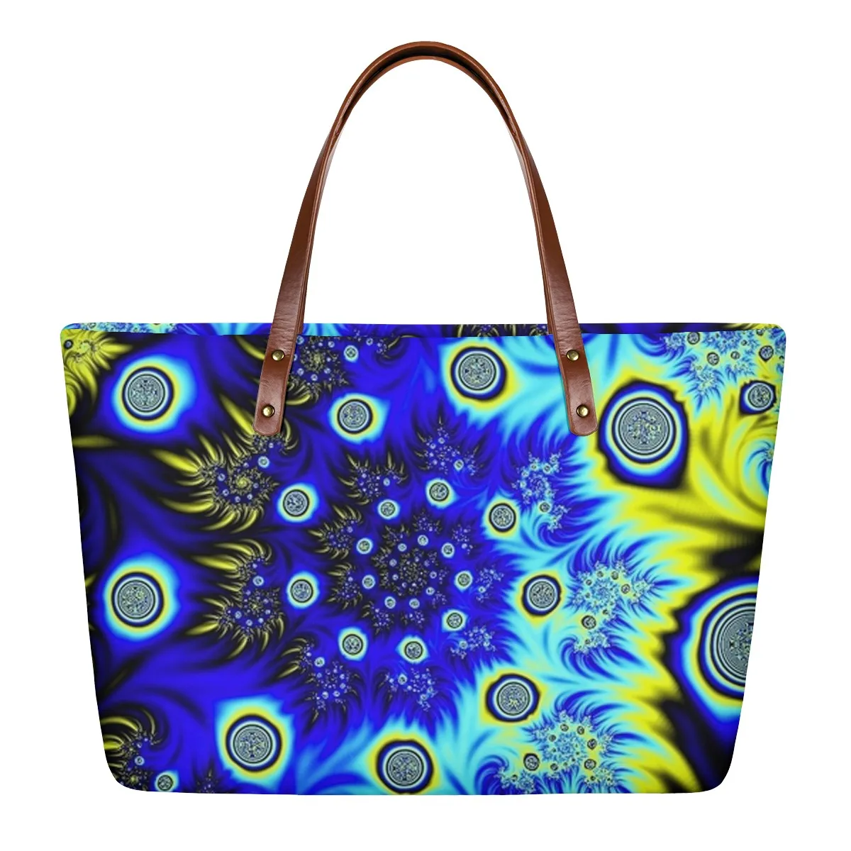 

Design dark blue psychedelic hippie logo super large capacity handbag ladies handbags polyester luxury ladies handbags, Print picture
