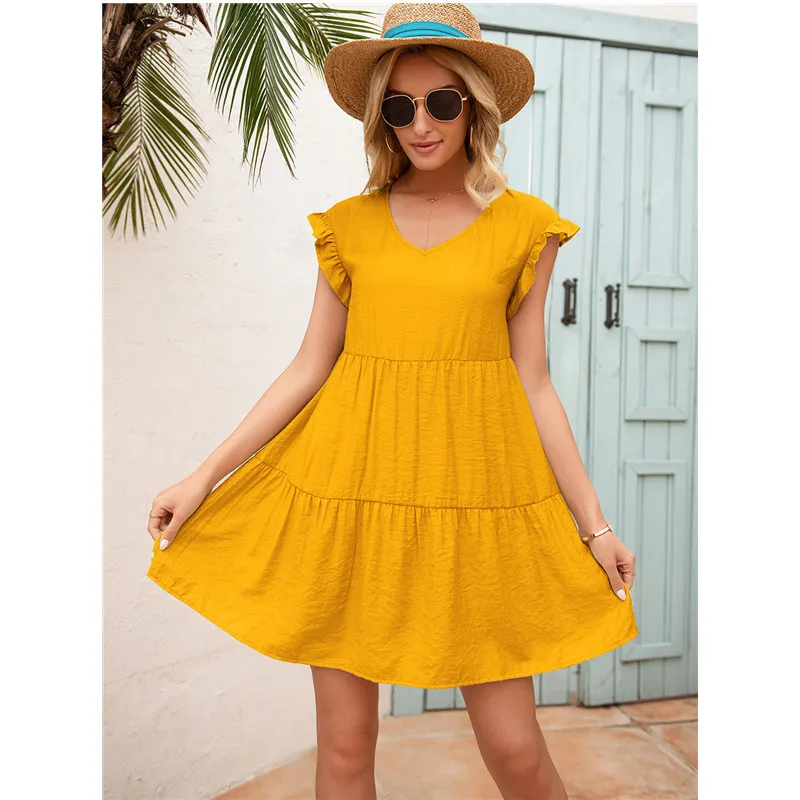 

Summer Dress Women 2021 Sundresses Women Elegant Vintage Ladies Ruffle Beach Blue Mini Dresses Vestido De Mujer Y2k, Shown