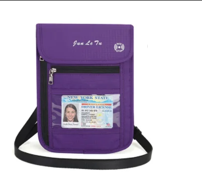 

Customized RFID Lanyard Travel Polyester document organizer passport wallet holder with shoulder straps, 7 colors