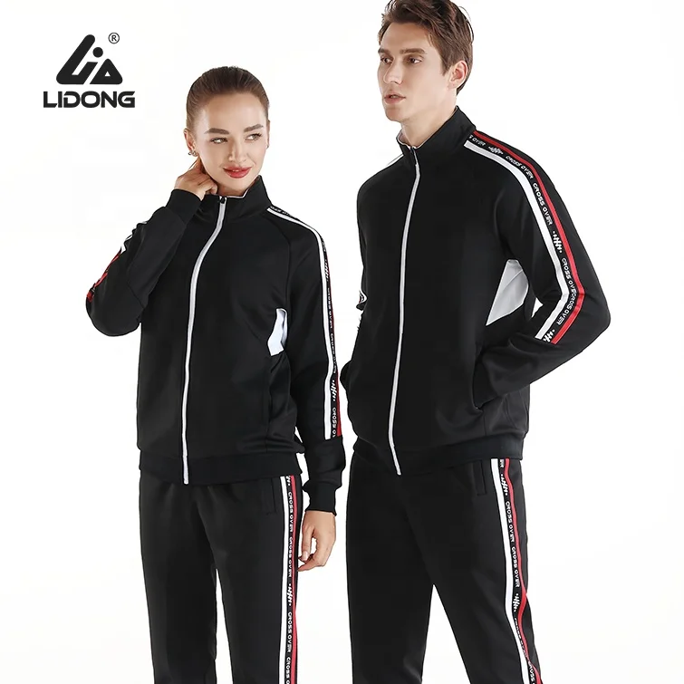 

Apparel Design Services Custom Contrast Side Stripe Zip Up Branded Tracksuits For Men Women, Red,black,blue,white,navy