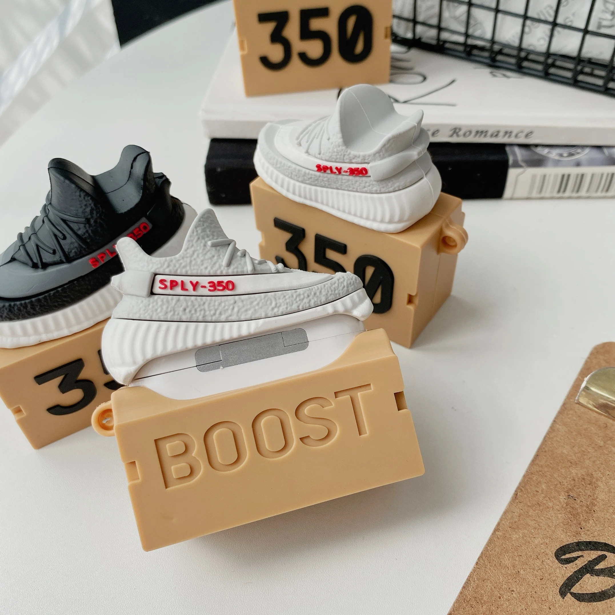 

350 Style Shoe Box Headphones Case For Air pods Pro case cute 3D Soft Silicone Earphone Headphone Cover For Airpods 1 2 Case Box, Pink, blue, brown, white, green, black