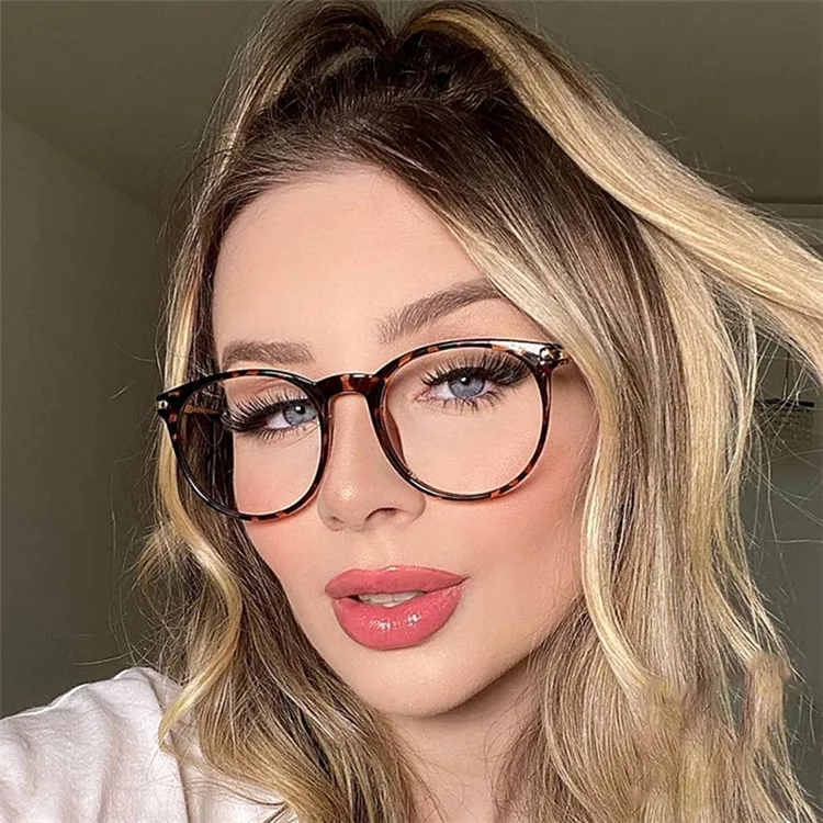 

New arrivals Metal round frame anti blue rays computer reading eyewear women plain glasses, Mix color or custom colors