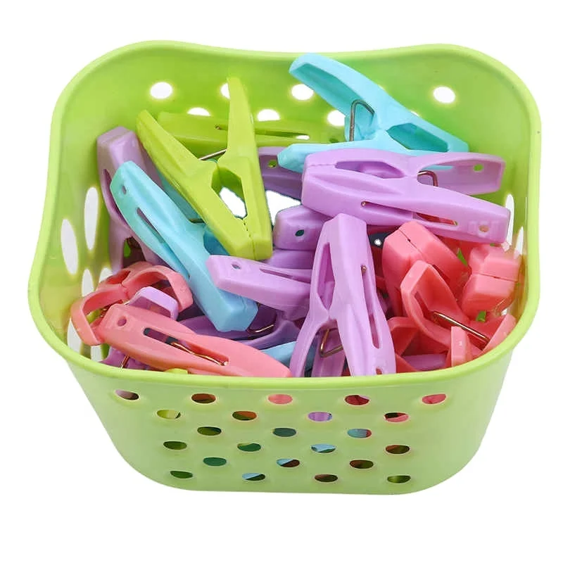 

30pcs Plastic Clothes Pegs Laundry Clothespin Clothes Pins Storage Organizer Quilt Towel Clips Spring With Basket Cabides Hanger