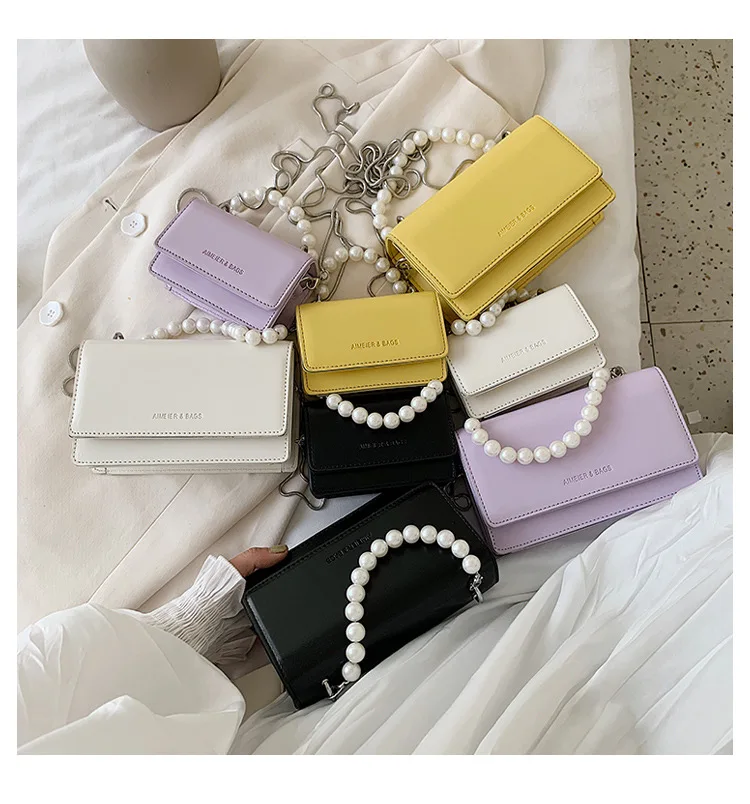 

Fashion handbags 2020 Simple Pearl Chain Messenger bags mommy and me purses sets Women, As pic