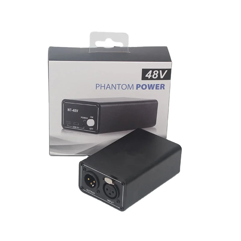 

New arrival model Rechargeable 48V supply phantom power with USB 5V interface for condenser studio microphone