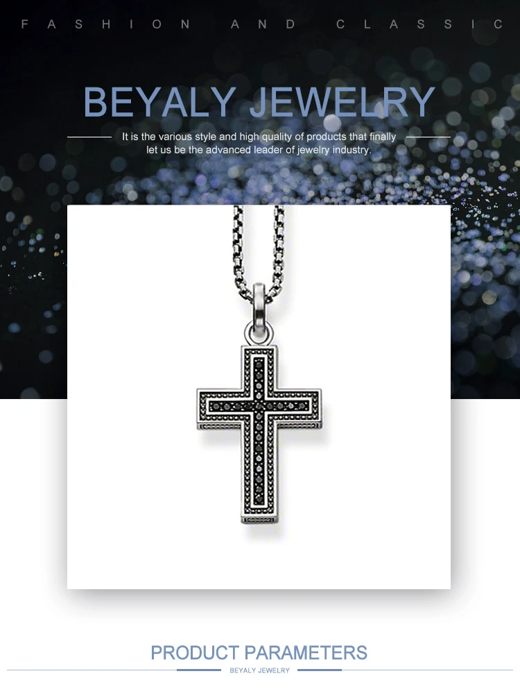 product-Cross With Black Cz Silver Mens Diamond 925 Silver Jewelry-BEYALY-img