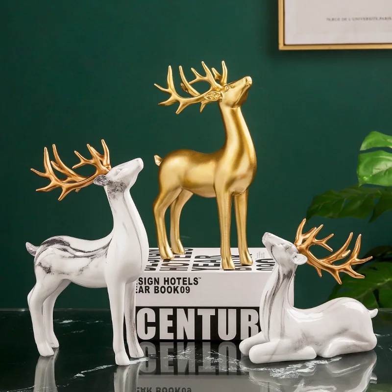 

Nordic living room bedroom luxury pair of deer resin crafts furnishings ornaments home accessories decor, Customized color