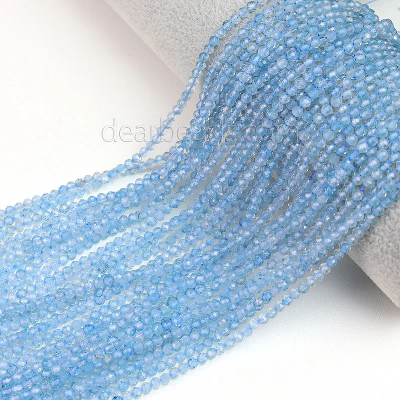 

Wholesale Natural Cut Faceted Blue Topaz Stone Beads Loose For DIY Jewelry Making 2mm 3mm 4mm 6mm