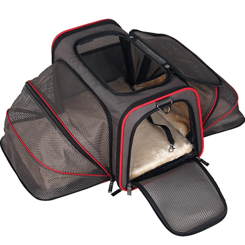 Airline Approved Foldable Cat Carrying Bag Dog Carrier Two Side