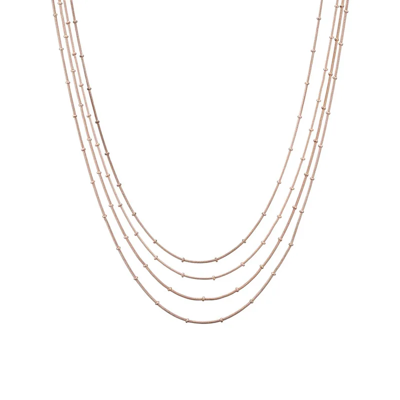 

Rose Gold 4 Layers Necklace Wholesale High Quality Anti-tarnish Dipped Chain Customize Necklaces And Anklets Jewelry Wholesale