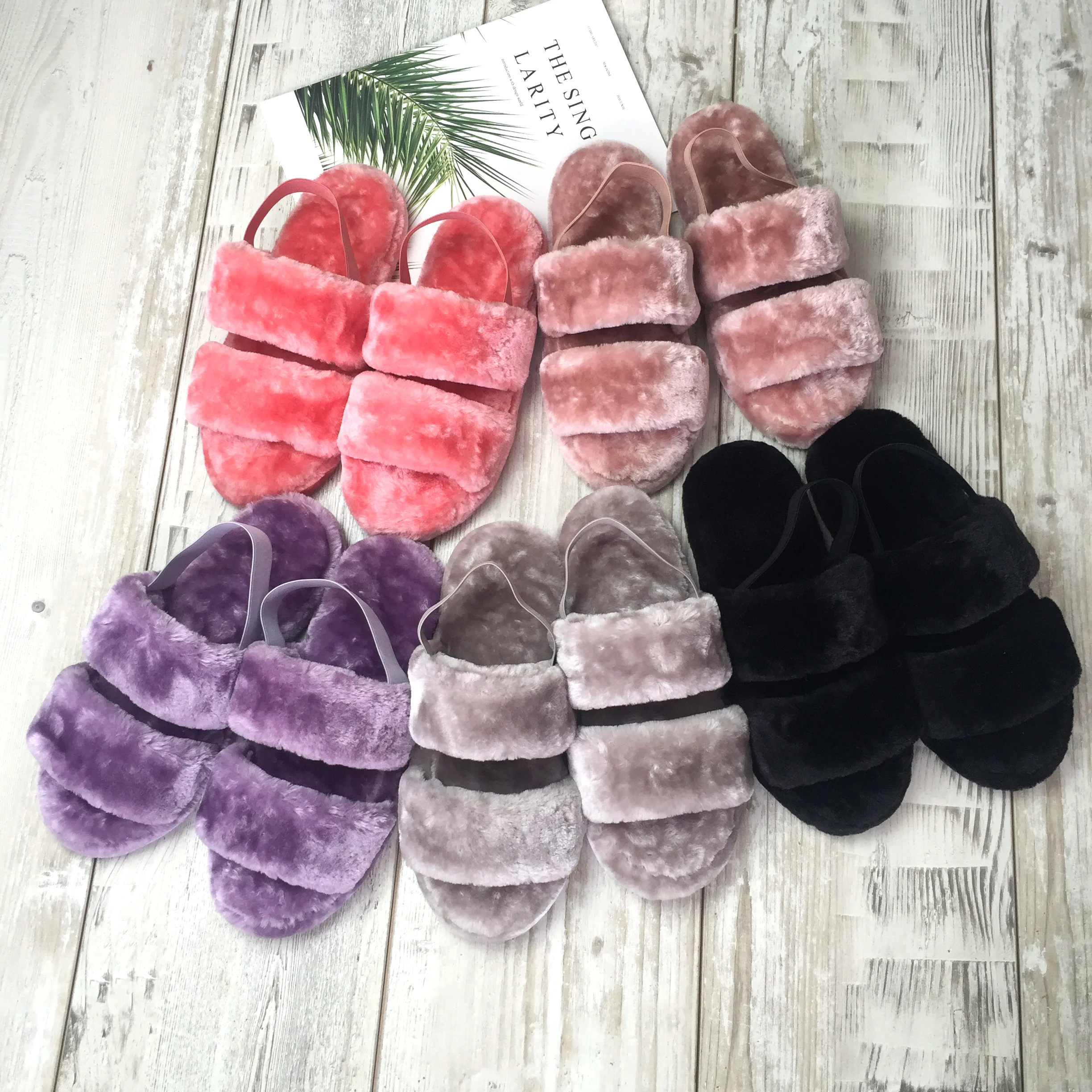 Ladies Plush Pink Slippers Shoes Home 