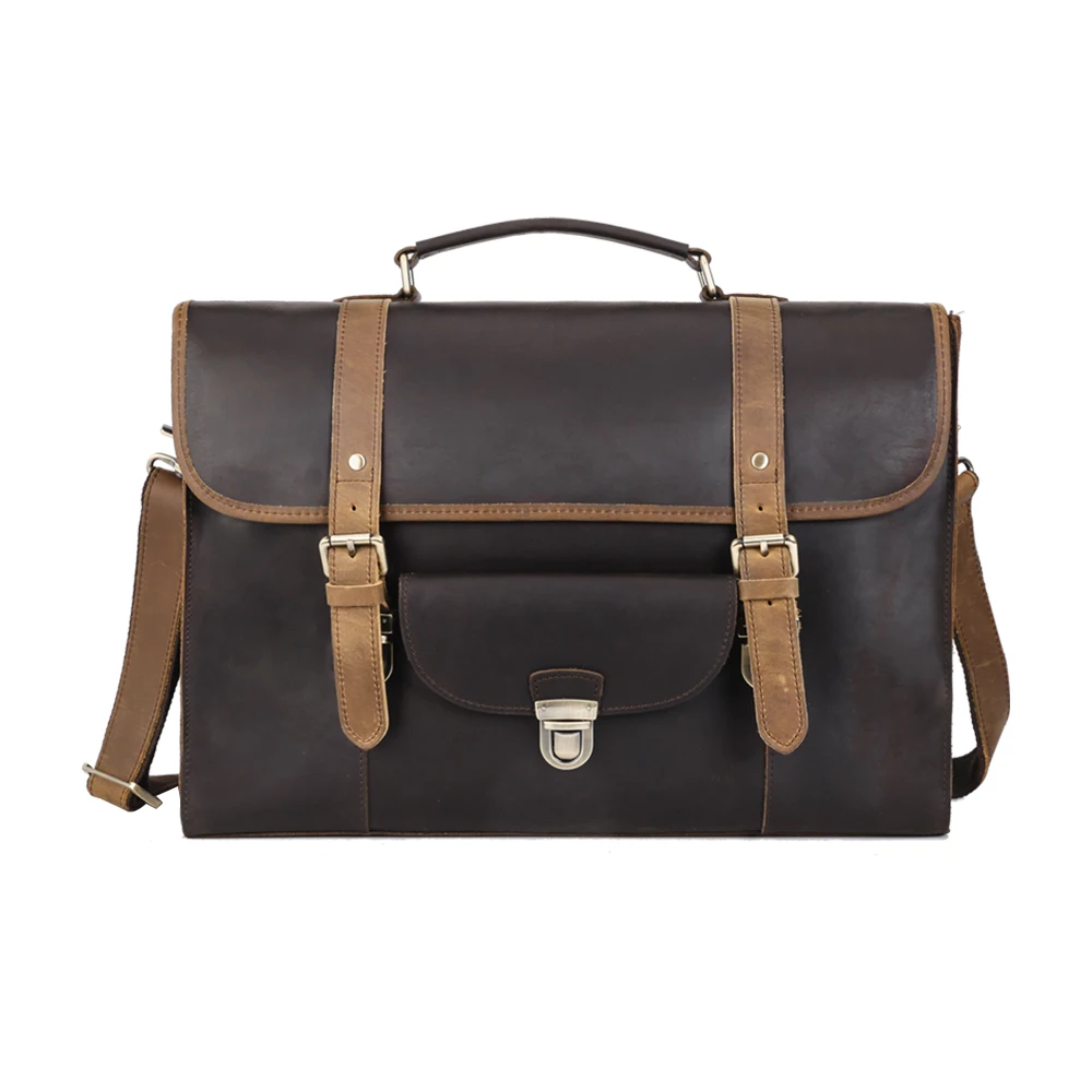 

Tiding New Design Mens Vintage Crazy Horse Leather Backpack Briefcase Messenger Bags Fit 15.6 inch Laptop Bag Wholesale