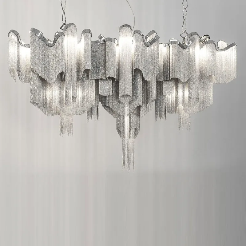 Modern Contemporary Chandelier 12 Lights Aluminum Chain Kitchen Island Pendant Ceiling Lighting Fixture